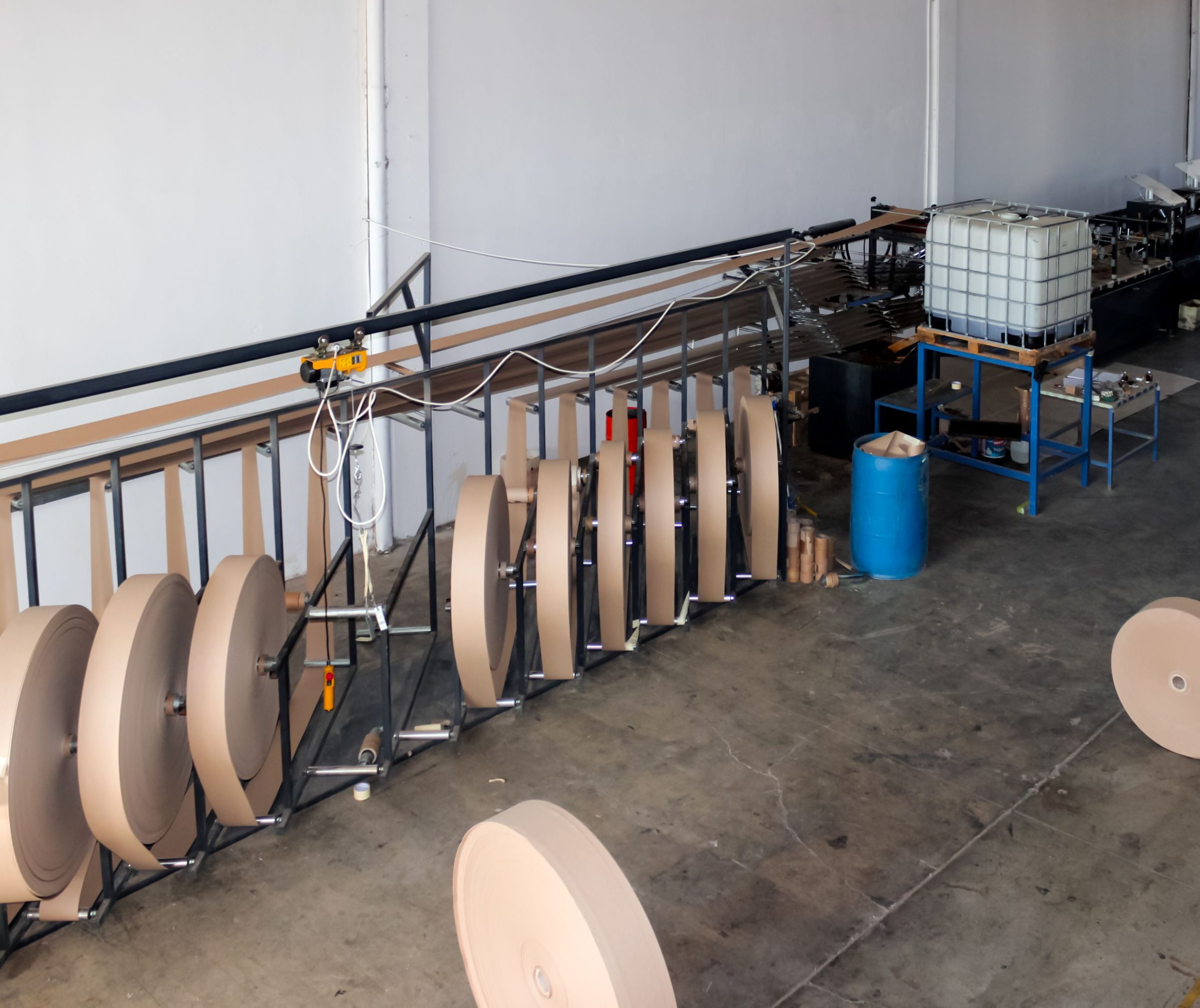 cardboard roll sliced and production line